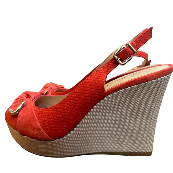 Antonio Melani Coral Orange Suede wedge heels size 8 - Picture 6 of 10